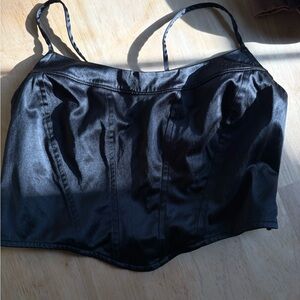 American Eagle Black Corset Top – Size M | Satin Look